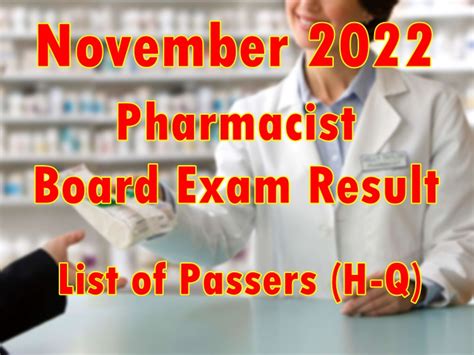 pharmacy board exam result november 2022|H.